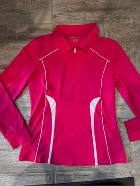Jack Smith Hot Pink Half-Zip Golf Pullover with White Piping Size S